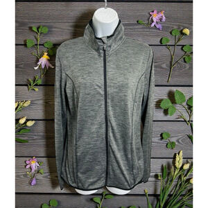 Women's Danskin Now Gray Athletic Jacket Sz M Lightweight Full Zip Gym